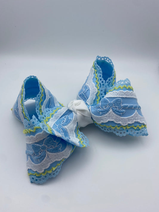 Blue & Yellow bow lace