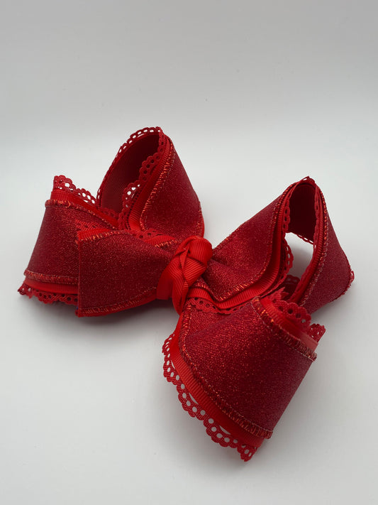 Red Glitter Scalloped