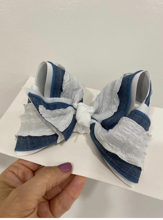 Denim White Scalloped