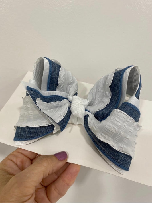 Denim White Scalloped